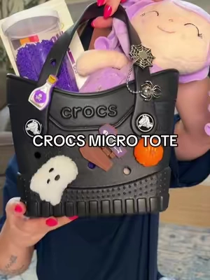 Okay but the crocs micro tote is perfect for trick or treating and it makes the cutest boo basket! #trickortreat #halloween #boobasket #crocs #crocstotebag 