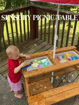 the perfect addition to our backyard!!! so fun for toddlers. #toddlertable #watertable #sensorytable #toddlerfinds 