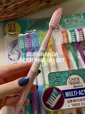 such a good household stock-up 😭 12 soft toothbrushes with multi-directional bristles, gum massagers + a tongue cleaner on the back. I love having extras ready instead of realizing I desperately need a new toothbrush lol #GuruNanda #OralCare #Toothbrush #TikTokShopFinds #TikTokMadeMeBuyIt