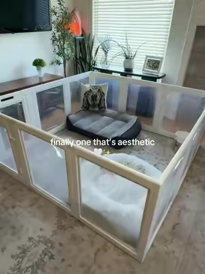 Finally a doggie playpen that looks aesthetic🤍✨ We got the 30” with 10 panels and 2 gates.#puppyessentials #dogplaypen #playpen #dogproducts @FXW 