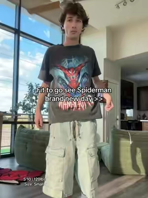Shirt and shorts tagged #pacsun #spiderman #mensfashion 