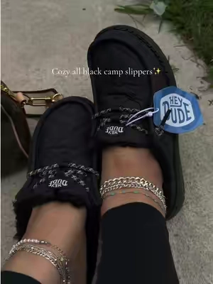 Comfortable camp slippers now available from @HeyDude !!🖤✨🍂