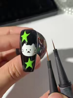 How I went from messy nail art to precise cute doodles ⏱️✨#easynails #diynailsathome #nailbrush #fypagee #nailtutorial 