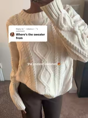 Replying to @˚.⋆꒰১beks໒꒱⋆.˚ wearing size small <3 #cableknitsweater #fallsweater #sweaterweather #falloutfits 