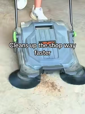 This makes cleaning up the shop a whole lot quicker and the bin is easy to dump when you’re done. #floorsweeper #shopcleanup #garagetools #workshoptools #vevor