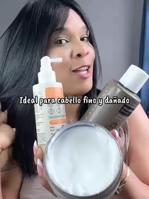 Champú voluminizador (250 ml) + Mascarilla voluminizadora (250 g) + Spray para levantar la raíz y dar volumen (135 ml) para unos largos suaves y volumen duradero en la raíz.#bareanatomy #cabellovoluminoso #cabellofino #tiktokmademebuyit #cabellorizado 