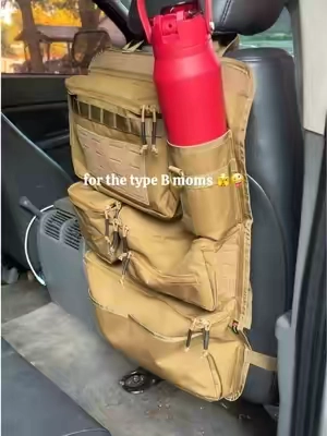 this will probably make the men cringe!😅 #tacticalbag #tacticalgear #carorganization #backseatorganizer #organizerbag 