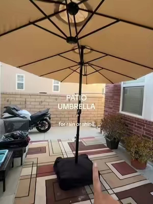 Now we can enjoy breakfast or early dinner outside because of this 15ft patio umbrella. ⛱️#patioumbrella #backyardupgrade #backtoschool #TikTokshopbacktoschool #sohochic