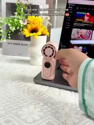 I didn’t know I needed a pink mini fan until I found this one 💕✨ #minifan #portablefan #portableminifan #turbofan #minifanportable     