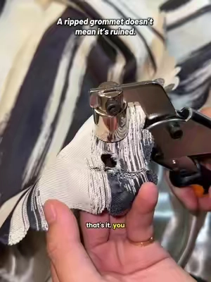 Repair torn-out grommets without replacing the whole thing. This handheld grommet setter makes it easy to install a clean new eyelet on fabric, leather, canvas, tarps, belts, banners, and more.#GrommetPliers #GrommetTool #GrommetRepair #LeatherTools #CanvasRepair 