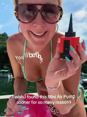 This compact air pump is perfect for boats where you don't have space for all those big pumps with cords., or camping trips to blow up those sleeping mats! Easy pack up because it sucks all the air out! #compact #airpump #gadgets #quick 