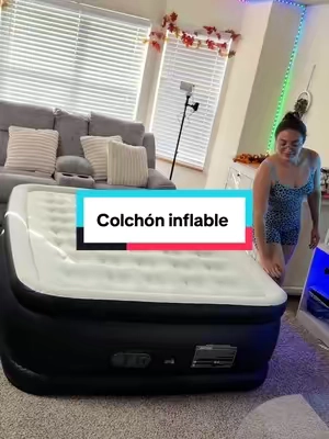 Colchón de aire inflable con Bomba de alta capacidad incorporada, doble altura, fondo antideslizante, capacidad de peso de 660 libras, comodidad portatil para el hogar, camping #tiktokshopsummersale #summerwins #colchoninflable #airmattress #parati 