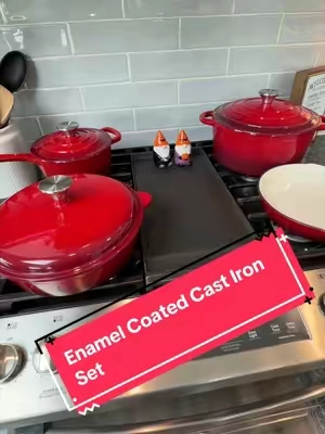 @PHIVILLA Enamel Cast Iron 7 Piece Cookware Set, Dutch Oven Pot with Lid, Red Non Stick Pots and Pans set, Oven Safe up to 500°F Cooking. #TikTokshopbacktoschool #tiktokshopcreatorpicks #tiktokshopfind #holidayhosting #TikTokShopBlackFriday 