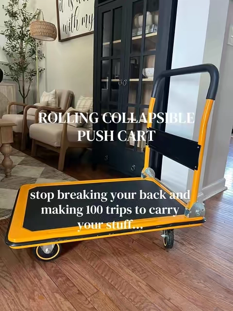 Love that this push cart is collapisble, easy to use and store, extremely affordable, and I can use at home or business! #cart #pushcart #rollingcart #homeimprovement 