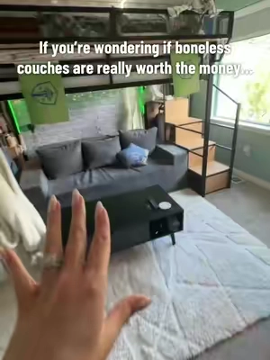 Boneless couches can be a total gamble, but 9 months in and l've been so impressed with this one! #BonelessCouch #CouchBed #SmallSpaceFurniture #LivingRoomFurniture #TikTokshopbacktoschool 