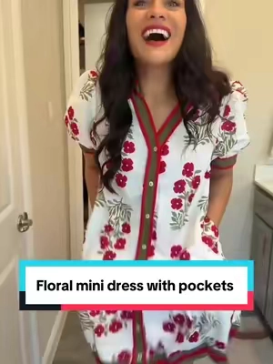 Fall is right around the corner and this mini dress with pockets is the perfect transition piece! 145 5’8 s #minidress #dresswithpockets #fallfashion #OOTD @Wenrine shop #floraldress 