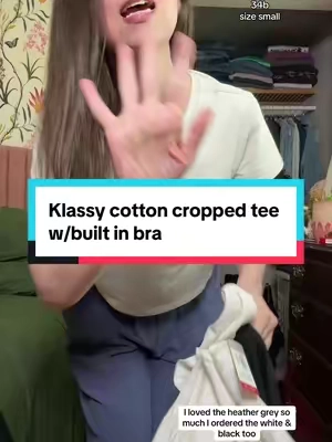 This top has been my most worn of summer! It’s a 10/10 for me except for the built in padded “bra” I tossed that immediately. The boxy fit drapes perfectly thanks to the built in tank and is perfect if you are in your sweaty perimenopausal era! @Klassy Network #womenstees #basictee #perimenopause #over40 #womensfashion 