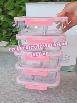 recipientes de vidrio con división, recipientes de vidrio con tapadera hermetica. recipientes de vidrio para guardar comida. #tiktokshopsummersale  #TikTokshopbacktoschool  #glasscontainer 