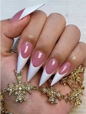 Understated French beauty. Grace sits right on your fingertips 🤍ym #fyp #pressonnails #stilettonails #nail #summerfinds 