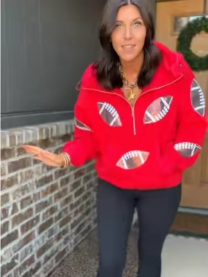 Football season but obviously we’re adding sequins 🏈✨ This oversized game day hoodie is TOO cute and comes in so many colors! #GameDayOutfit #FootballSeason #FootballMom #GameDayStyle #falldealsforyou 