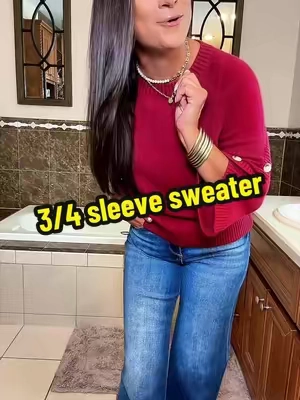 If your not ready for long sleeve sweaters yet this is for you! @DOKOTOO-US #sweater #threequartersleeve #buttonsweater #lightweightsweater #TikTokshopbacktoschool 