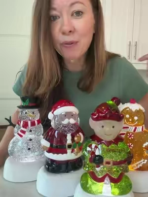 The character glitter globes from QVC are so cute and going fast! #characterglobes #snowglobe #santa #christmasdecor #chrismtas 