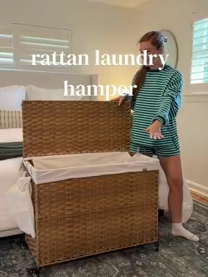 my favorite rattan laundry hamper that makes it so easy to stay organized 👏 @SONGMICS HOME #laundry #laundryhamper #organizedhome #homeorganization #rattan 