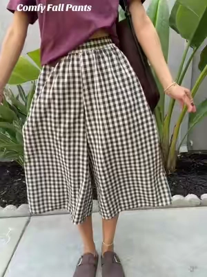 Pumpkin patch ready 🍂 they fit tts #ginghampants #plaidpants #capripants #falloutfit 