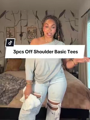 Women’s Off Shoulder Basic Tees #basictees #oversizedtee #offshouldertop #offshoulder #topsforwomen 