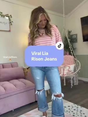 The viral Lia Risen jeans have been restocked and will sell out fast!! RUN! @Wild Oak Boutique 