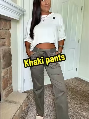 Hands down the most comfortable khaki pants I own! @Flamingals #khakipants #pants #straightlegpants #fallfashiontrends #TikTokshopbacktoschool 