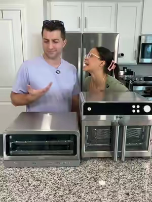 There is no comparison between the 2, except one is more compact and cheaper! #ninjaflip #ninjaoven #ninja #kitchenware #airfryer 