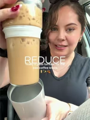 a glass tumbler that doesn't sweat and is actually cute! #tumbler #reduce #icedcoffee