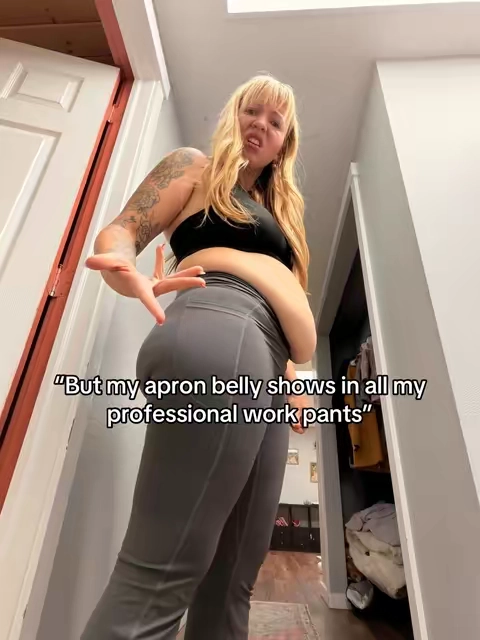 The way Halara eats Everytime is why they’re always selling out #halara #workpants #professionalpants #professionalstyle #apronbelly 