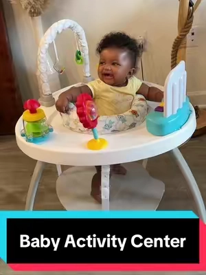 This activity center is perfect for my 7 month old who loves to bounce.  . . . #babybouncer #babyactivities #sensorytoys #babylearning #babyessentials 