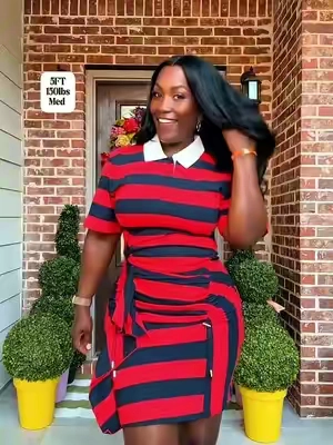 URBAN REVIVO Women's Polo Striped Cotton Blend Straight Dress, Shortsleeve Irregular Hem Elegant Style, Versatile Clothes. #falldealsforyou #summerfinds #summerwins #summeressentials #tiktokshopsummersale 