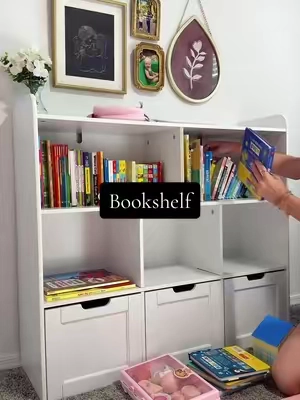 ITS SO CUTE! 🥹🌸🤍 #bookshelf #toystorage #nursery #playroomstorage  #kidsbookshelf 