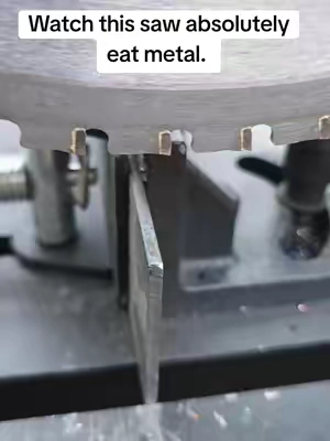 A carbide tipped metal cutting saw is the ultimate fabrication upgrade.  #welder #fabrication #bluecollar #metalcutting #metalcuttingsaw 