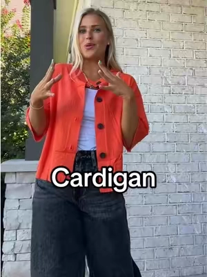 A fun little short sleeve cardigan with sleeves to the elbows for my gals who like a longer sleeve! #shortsleevecardigan #buttondowncardigan #basiccardigan #knitcardigan #cardigan 
