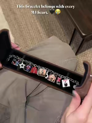 This isn’t just a bracelet. It’s a piece of MJ love. 🖤 🥹#michaeljackson #MJ #bracelet #kingofpop#fyppppppppppppppppppppppp 