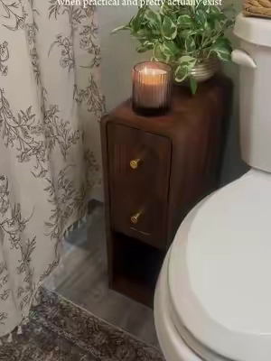 Proof that the prettiest spaces are all in the little details 🤍 turns that awkward space next to the toilet into the cutest little storage spot and the two drawers hide all the things you don’t want sitting out #TikTokShopCreatorPicks #TikTokShopHome #HomeFinds #BathroomDecor #HomeOrganization