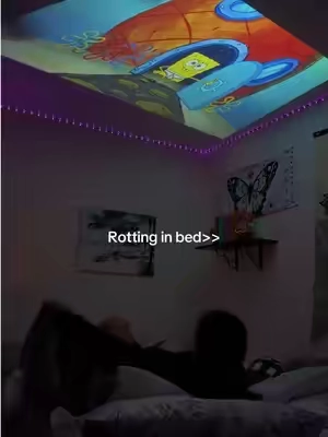 Cozy at home 📽️ 🛌 #miniprojector #smartprojector #magcubicprojector #movienight #bedrotting 