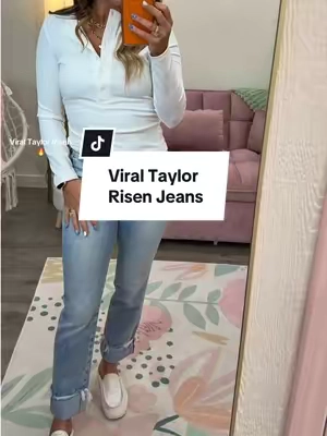 The viral Taylor Risen jeans have been restocked and are already selling fast! @Wild Oak Boutique 