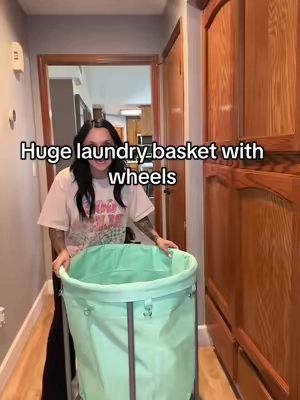 My huge families will love this rolling laundry basket #LaundryBasket #Laundry#bigfamilylife 