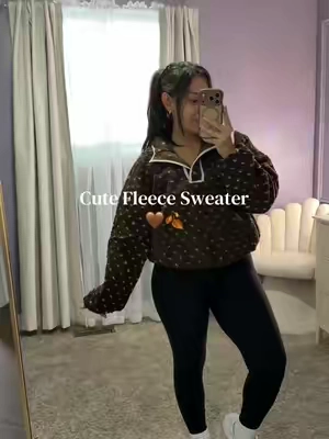 Such a Cute Fall Fleece Sweater 🤎🍂🤍#TikTokshopbacktoschool #spotlightfinds #fallfashioninspo #fleecesweater #OOTD 