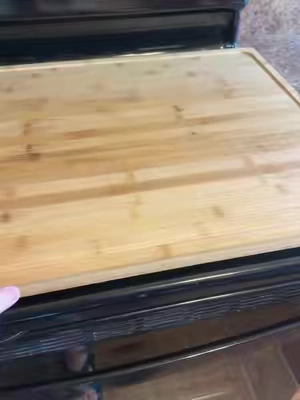 Kikcoin 4XL/5XL Rectangular Bamboo Stovetop & Oven Cover - Kitchen Accessories, Chopping/Kneading/Charcuterie Board, Handle, Juice Groove, Knife-Friendly, Washable, Space-Expanding Corner Solution, Party Essential, Carving Board, 2Xl 