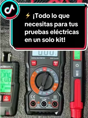 Diagnostica problemas eléctricos de forma práctica con el KAIWEETS KM501. Este completo kit incluye multímetro digital, detector de voltaje sin contacto y probador GFCI para comprobar voltaje, corriente, continuidad y tomacorrientes. Ideal para el hogar, proyectos DIY y trabajos de mantenimiento. 🔧⚡ #TikTokshopbacktoschool #backtoschool #electrico #fyp #tester 