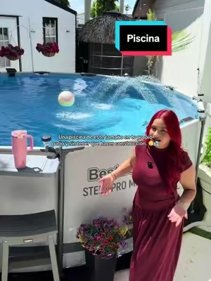 Su estructura de acero le da estabilidad y el tamaño está buenísimo para convertir el patio en el lugar favorito de toda la familia este verano. ☀️🏊‍♀️ #abovegroundpool#tiktokshopcreatorpicks#bestway#homepool 