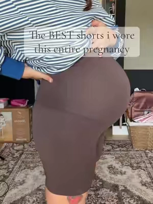 Hands down id reccomend these to ANYONE pregnant. I lived in these this entire third trimester and sized down for postpartum as well!! I always wear maternity clothes post partum for a bit!  #pregnancy #maternityshorts 