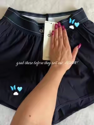 that one yoga brand…for LESS $$$ 🩵🦋🐬☁️ grab them before they sell out!!! #alo #aloyoga #gymfit #athletetok #runningshorts 